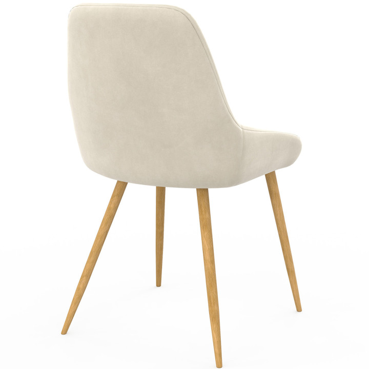 ¡Sillas de comedor de terciopelo beige con patas efecto madera - THALYA | Zen Cart! IDMarket