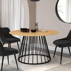 Tavolo da pranzo rotondo in legno e nero per 6 persone - YUNA | ID Market