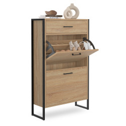 Mueble zapatero industrial con 2 puertas y 1 cajón - LUIS | ID Market
