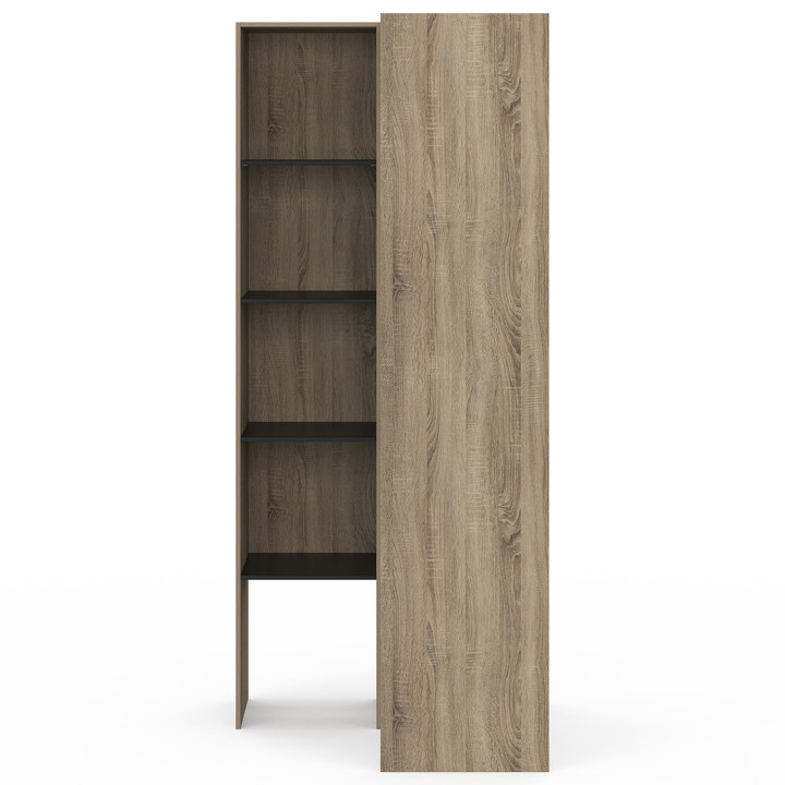 Armario esquinero modular L. 90 / 127 cm armario doble + estantes madera y negro - MELMAN | España IDMarket