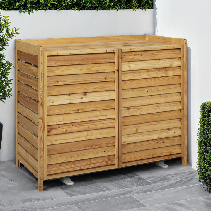 Cache climatiseur en bois naturel protection unité extérieur 95 x 50 x 80 cm