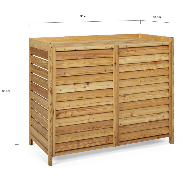 Cache climatiseur en bois naturel protection unité extérieur 95 x 50 x 80 cm
