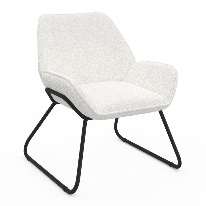 Sillón en tela bouclette y patas de metal negro - SIXTINE | IDMarket