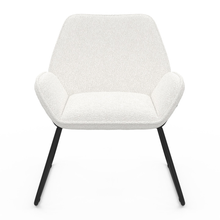 Sillón en tela bouclette y patas de metal negro - SIXTINE | IDMarket