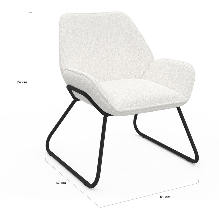 Sillón en tela bouclette y patas de metal negro - SIXTINE | IDMarket