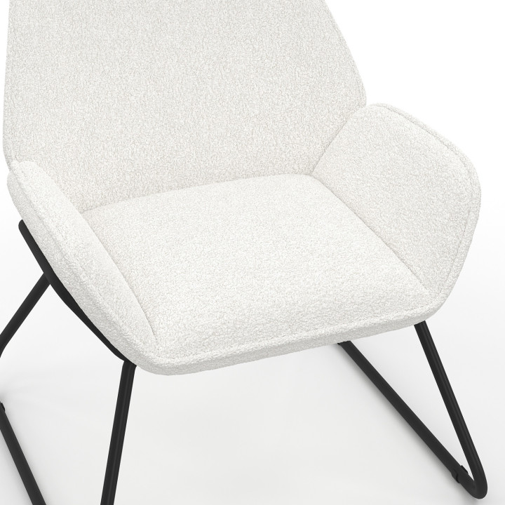 Sillón en tela bouclette y patas de metal negro - SIXTINE | IDMarket