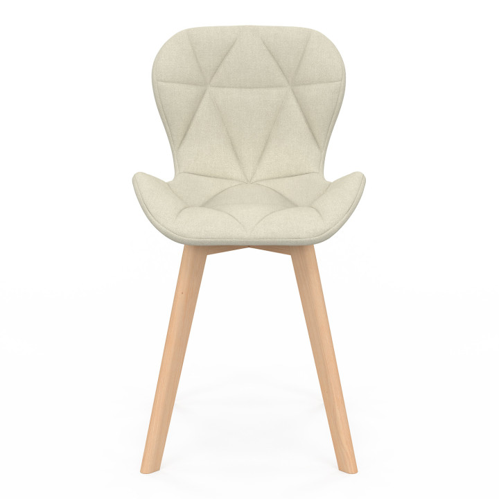 Sillas de comedor modernas de tela beige con patas de madera - ROBINE | ID Market