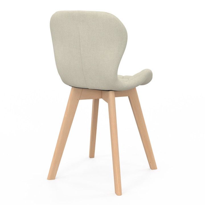 Sillas de comedor modernas de tela beige con patas de madera - ROBINE | ID Market