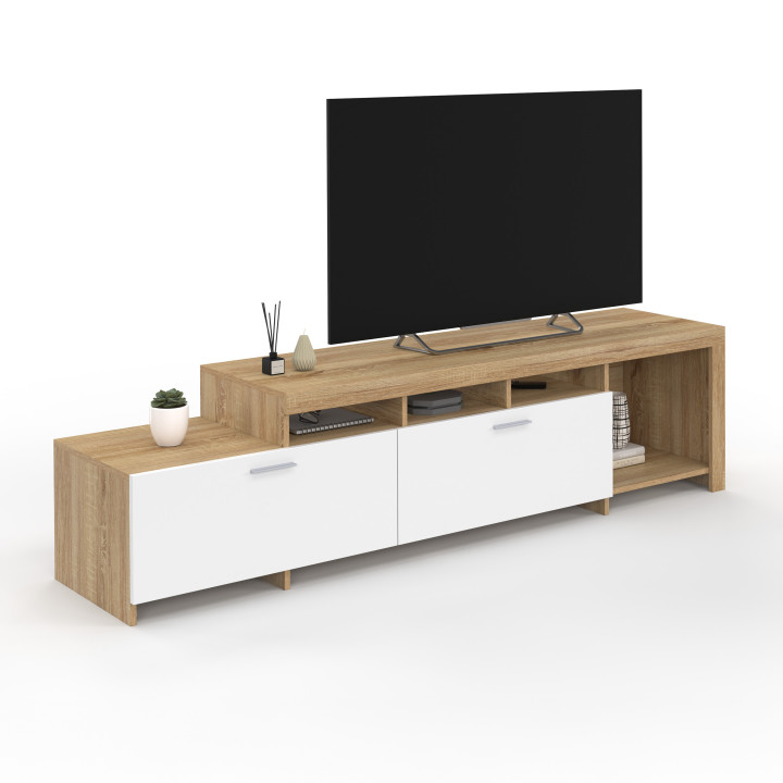 Mueble de TV de 180 cm con armarios blancos - MALO | IDMarket
