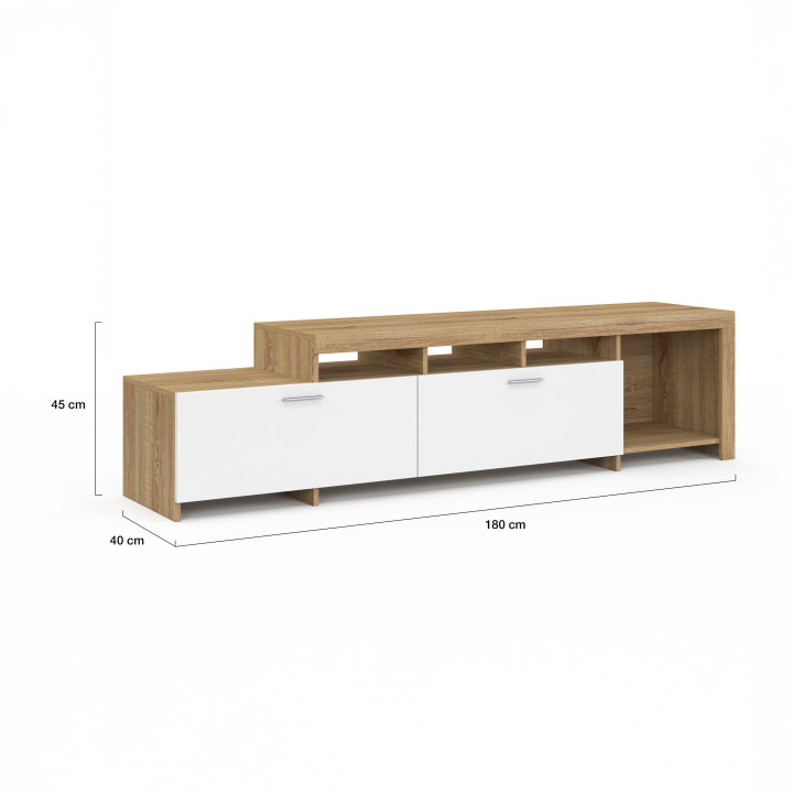 Mueble de TV de 180 cm con armarios blancos - MALO | IDMarket