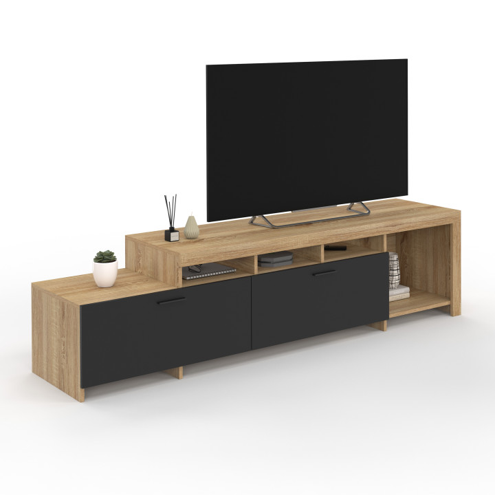 Mueble de TV de 180 cm con armarios negros - MALO | IDMarket