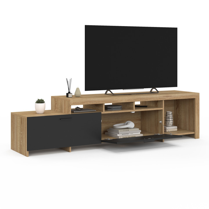 Mueble de TV de 180 cm con armarios negros - MALO | IDMarket