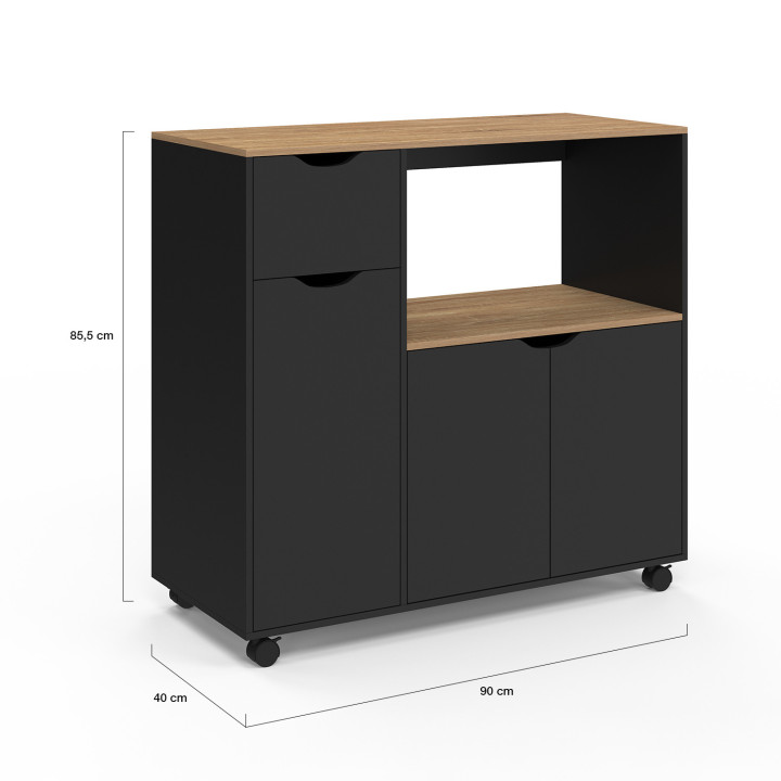 Soporte XXL de madera negra para microondas de cocina - COSI | España IDMarket