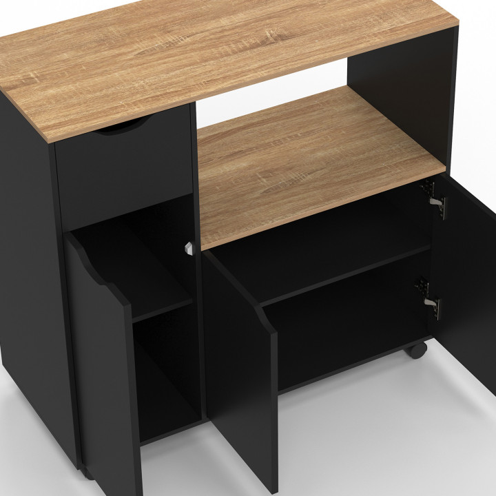 Soporte XXL de madera negra para microondas de cocina - COSI | España IDMarket