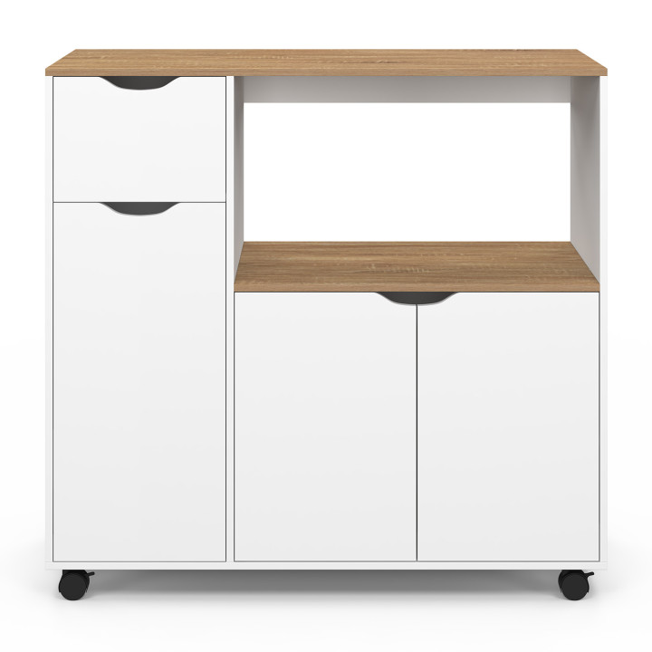 Soporte de microondas de cocina XXL de madera blanca - COSI | España IDMarket