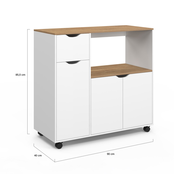 Soporte de microondas de cocina XXL de madera blanca - COSI | España IDMarket