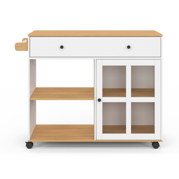 ¡Aparador de cocina XXL con armario de madera y cristal blanco - ACHILLE | Zen Cart! IDMarket
