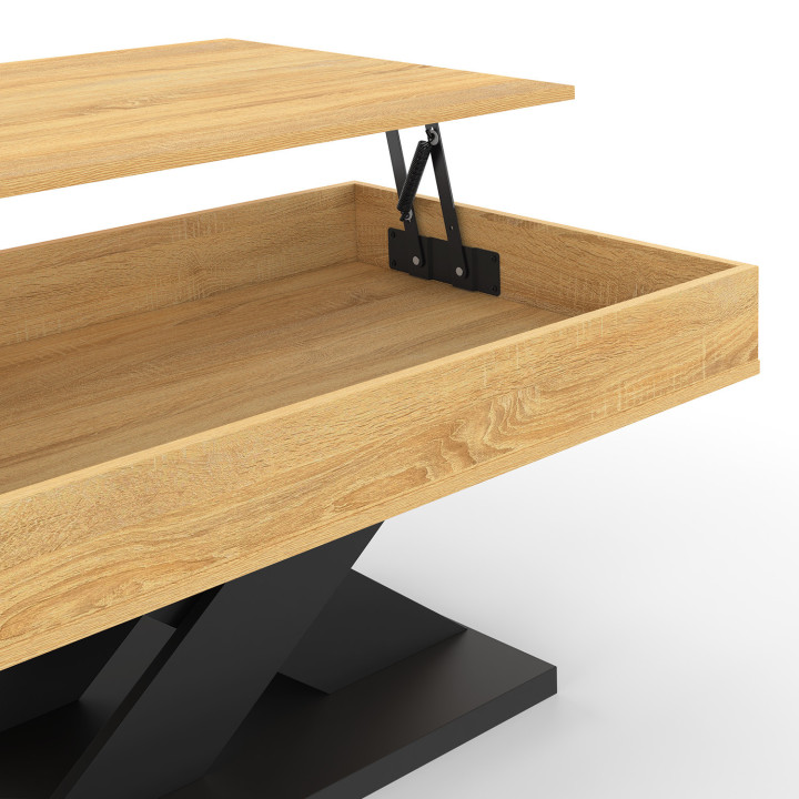 Mesa de centro rectangular con tapa elevable y base negra - ALICIA | IDMarket