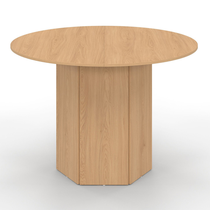 Mesa de comedor redonda 6 personas 110cm pata hexagonal madera efecto haya - BERTHE | ID Market