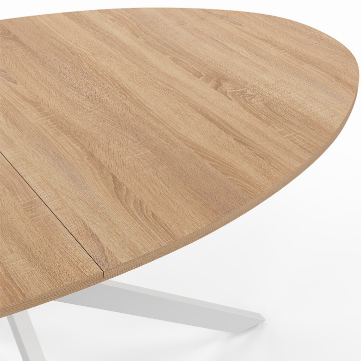Mesa de comedor ovalada para 8 personas, madera y pata de araña de metal blanco 150cm - ALIX | ID Market