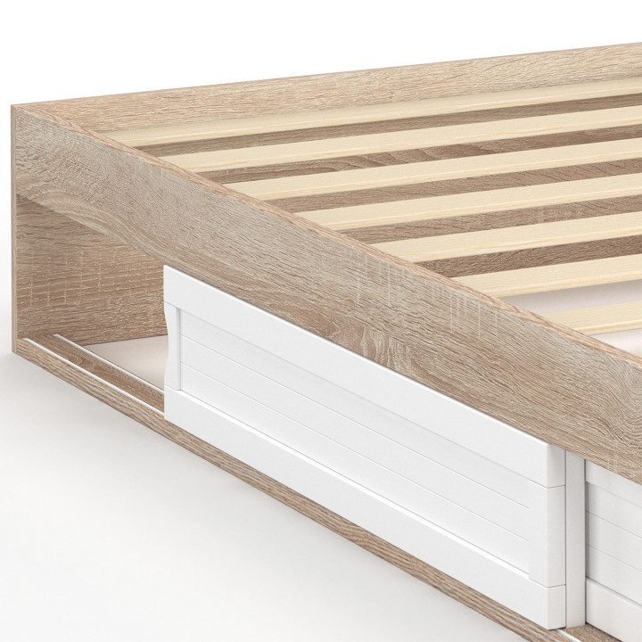 Somier individual con almacenaje y base 90x190cm haya y blanco - SALEM | ID Market