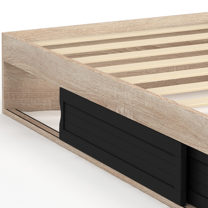 Somier individual con almacenaje y base 90x190cm haya y negro - SALEM | ID Market