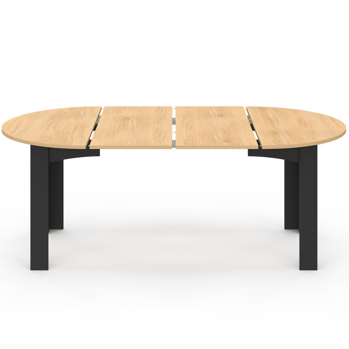 Mesa de comedor redonda extensible 4-10 personas madera y negro 110-200cm - DONA | ID Market