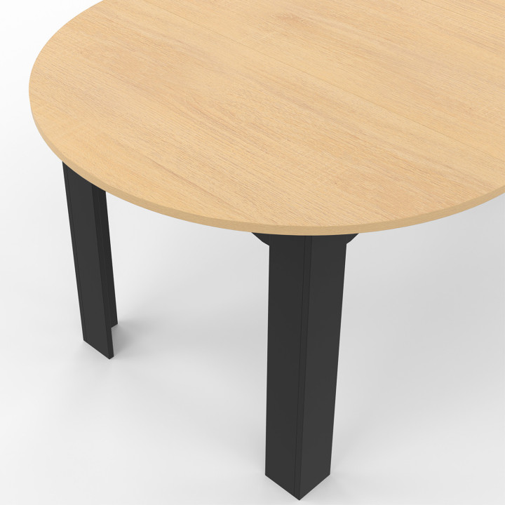 Mesa de comedor redonda extensible 4-10 personas madera y negro 110-200cm - DONA | ID Market
