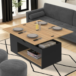 Mesa de centro rectangular convertible en mesa de comedor de madera negra - ELEA | El grupo ELEA IDMarket