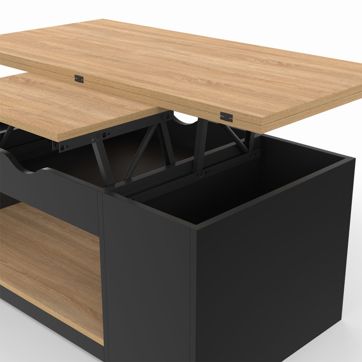 Mesa de centro rectangular convertible en mesa de comedor de madera negra - ELEA | El grupo ELEA IDMarket