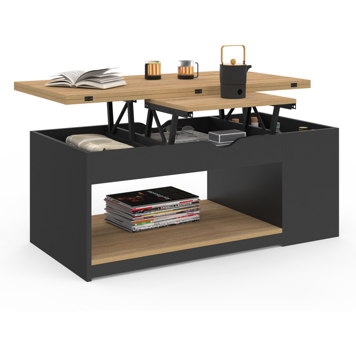 Mesa de centro rectangular convertible en mesa de comedor de madera negra - ELEA | El grupo ELEA IDMarket