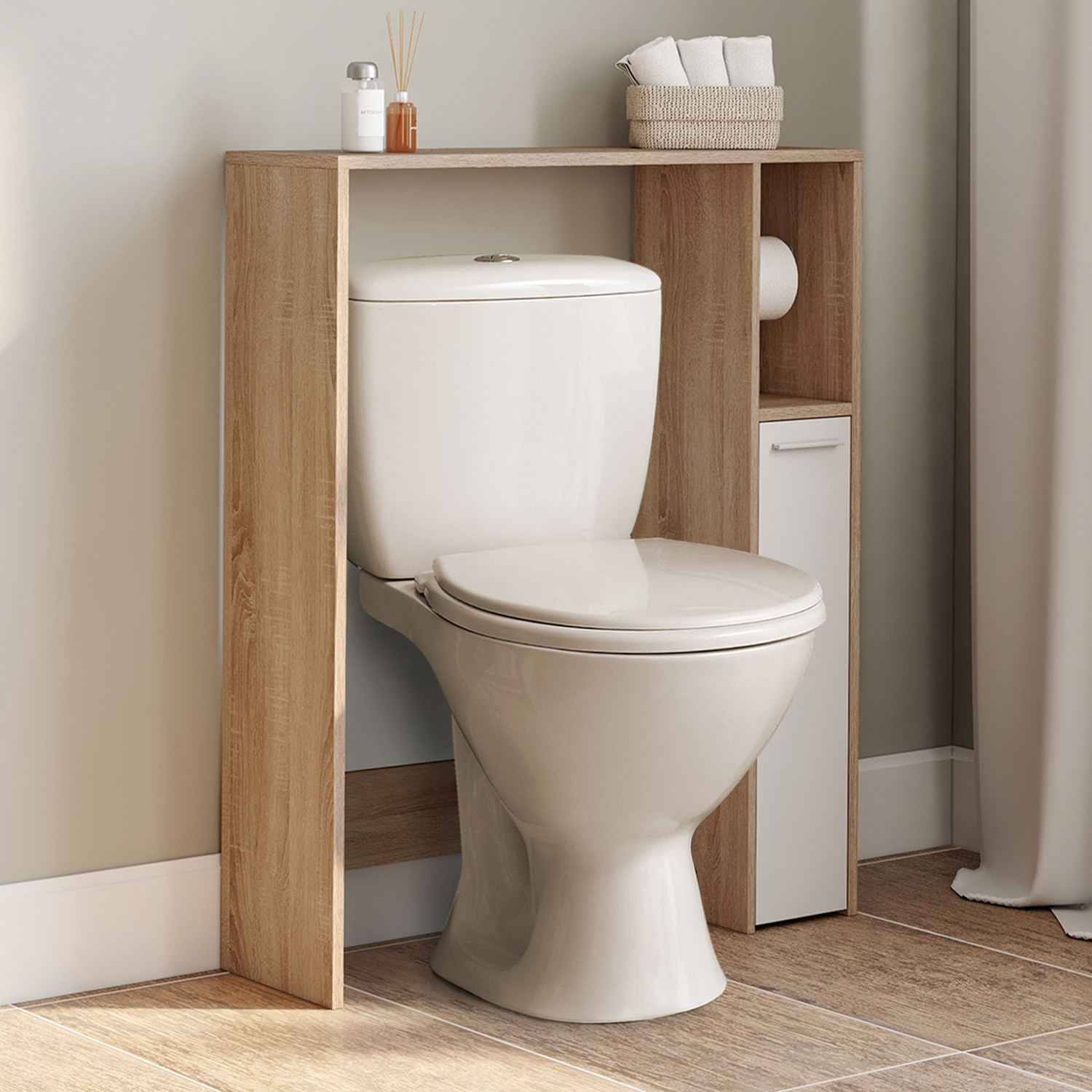 Meuble dessus wc placard hêtre blanc