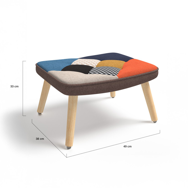 Sillón escandinavo estampado pata de gallo multicolor con reposapiés - IVAR | ID Market