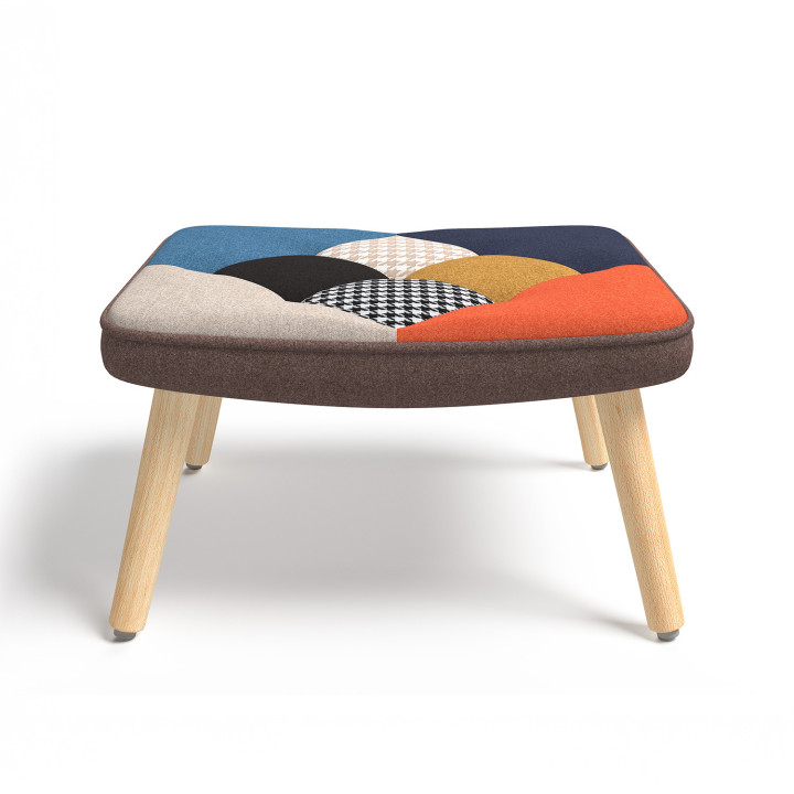 Sillón escandinavo estampado pata de gallo multicolor con reposapiés - IVAR | ID Market