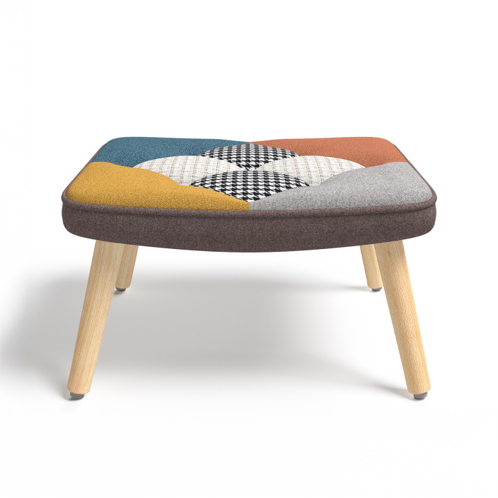 Sillón escandinavo patchwork multicolor con reposapiés - IVAR | ID Market