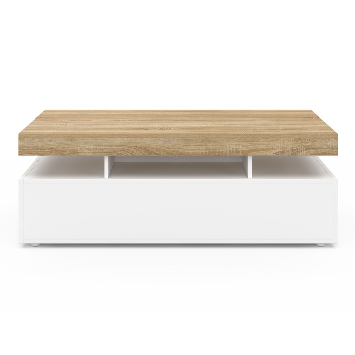 Mesa de centro rectangular con 2 cajones y tablero blancos - ELSA | España IDMarket