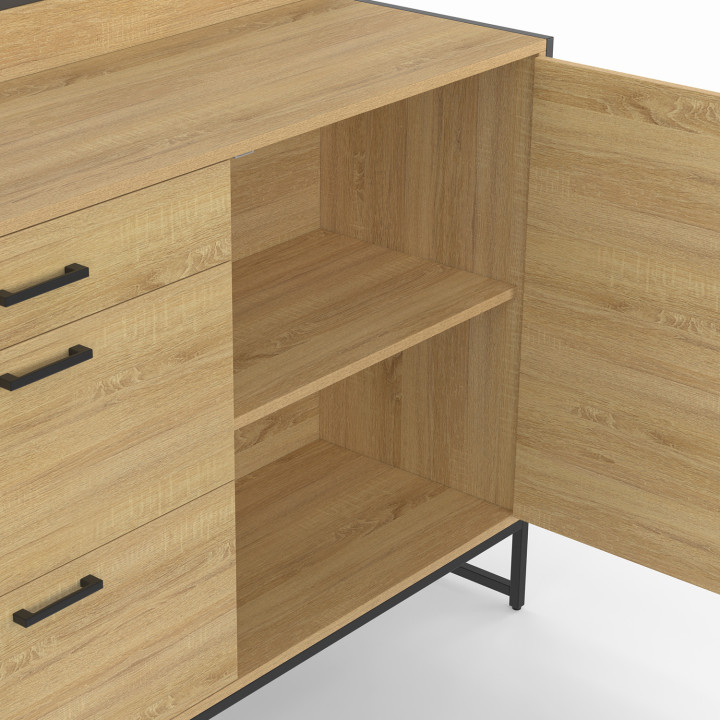 Cómoda de cocina de diseño industrial de 3 cajones 120 cm - DETROIT | DETROIT IDMarket