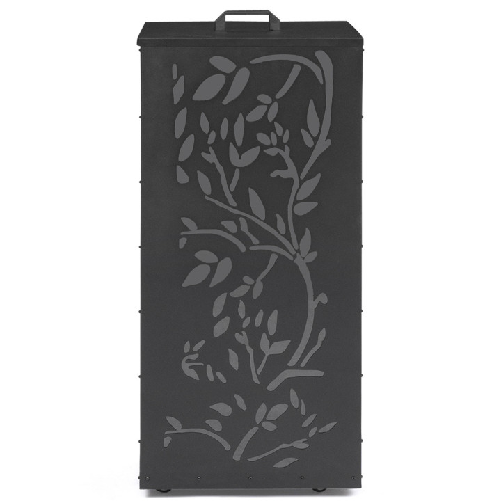 Contenedor de pellets - almacenamiento de pellets 45 kg motivo floral negro 36 x 36 x 76 cm | IDMarket