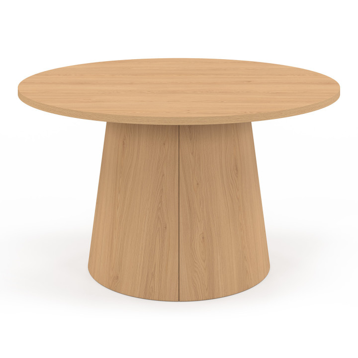 Mesa de centro redonda 70 cm pata central efecto haya - ANGELE | IDMarket