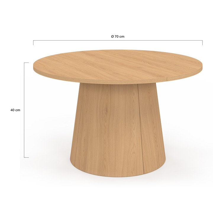 Mesa de centro redonda 70 cm pata central efecto haya - ANGELE | IDMarket