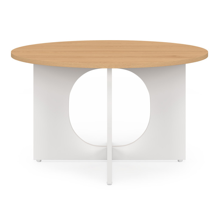 Mesa de centro redonda con arco de madera y blanco - ALOISE | IDMarket