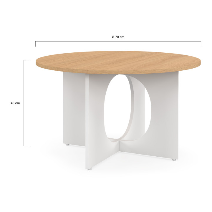 Mesa de centro redonda con arco de madera y blanco - ALOISE | IDMarket