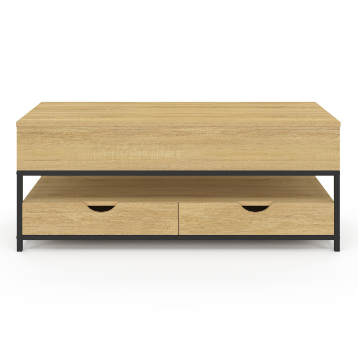 Mesa de centro rectangular con tablero elevable y 2 cajones - DETROIT | IDMarket