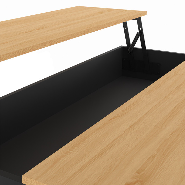 ¡Isla central de 110 cm con estante rectangular elevable en madera negra y grano de haya - CESAR | Zen Cart! IDMarket