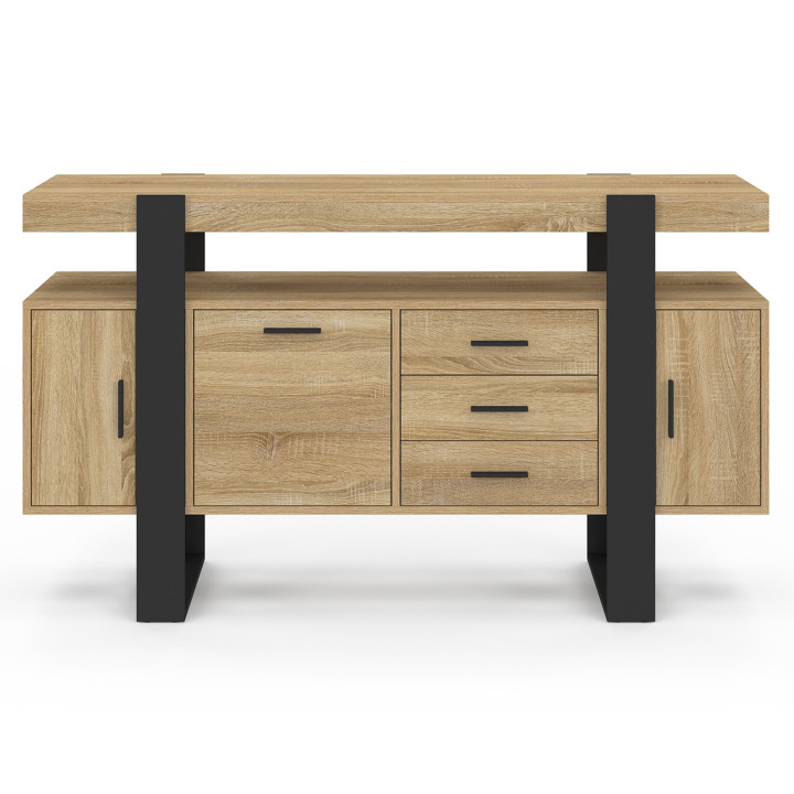 Aparador 140 cm, madera y negro - PHOENIX | IDMarket