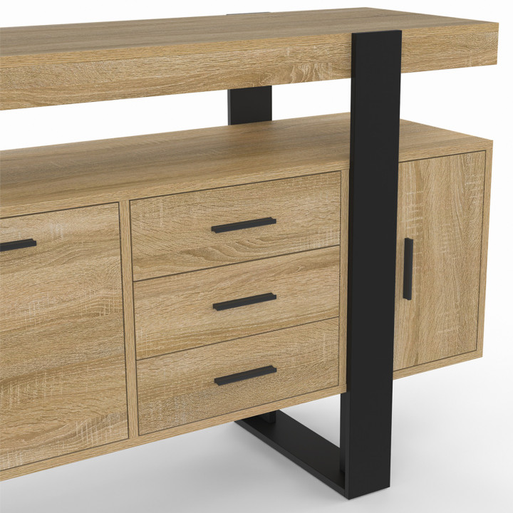 Aparador 140 cm, madera y negro - PHOENIX | IDMarket