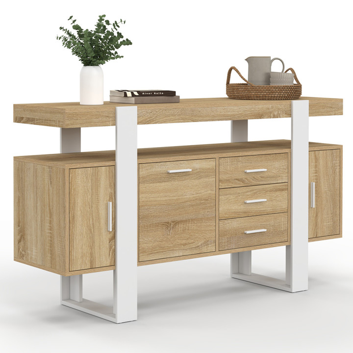 Sideboard 140 cm aus Holz und Weiß - PHOENIX || PHOENIX IDMarket