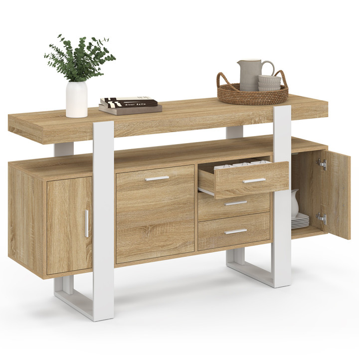 Sideboard 140 cm aus Holz und Weiß - PHOENIX || PHOENIX IDMarket