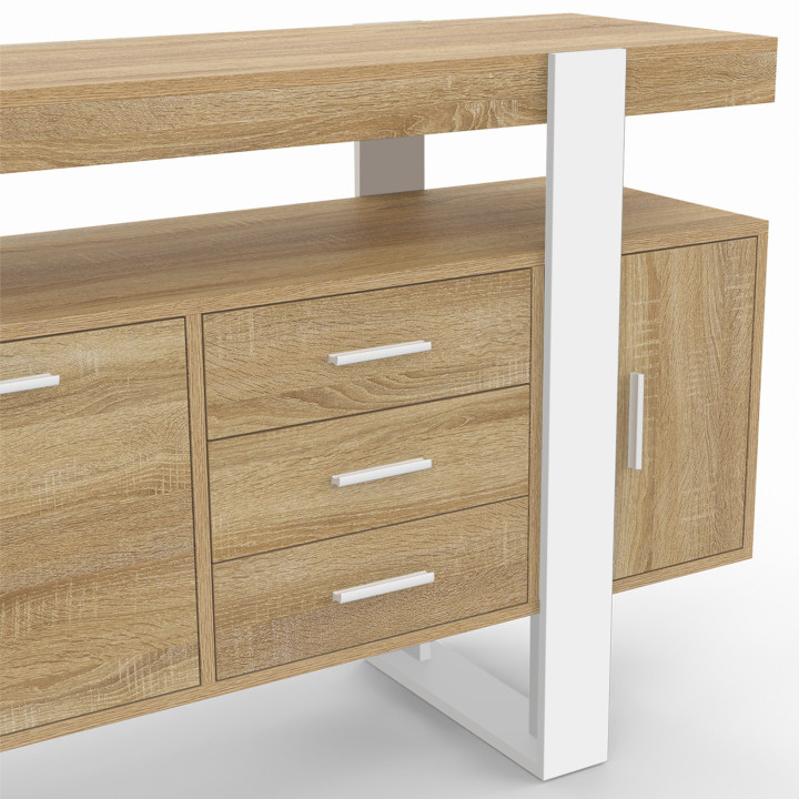 Aparador 140 cm, madera y blanco - PHOENIX | IDMarket