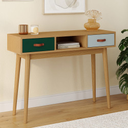 Consola escandinava de madera y verde 2 cajones - ALIZE | ID Market